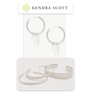 Lot of 2x [Kendra Scott] Gaby Hoop Earrings & Tiana Bracelet Set, Bright Silver